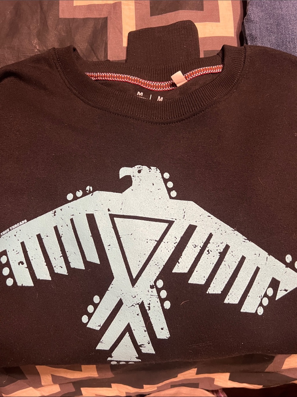 Women’s Thunderbird Black Sweatshirt with Turquiose Print - Medium Brand New
